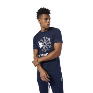 Reebok Classic Big Logo T Shirt Herren - Navy - DE 602-RZQ